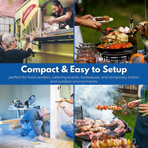 Concession Sinks - Portable Sink Hand Wash Station, 4 Compartment Basin with Hot Water, Standard Size, Food Trailer Equipment, Free Standing Utility Sink, Hand Washing Station
