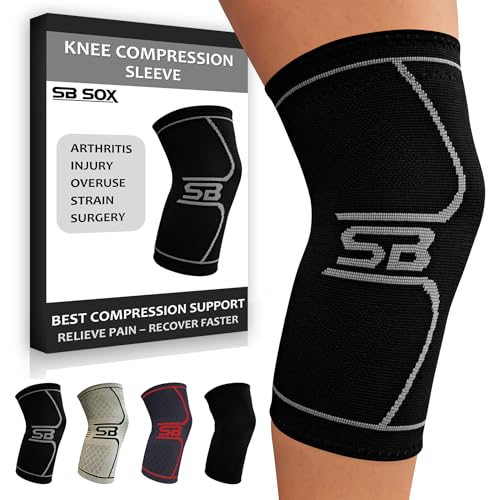 SB SOX Compression Knee Brace - Great Support That Stays in Place - Perfect for Recovery, Everyday Use - Best Treatment fo...