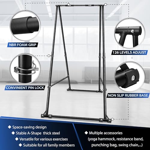Yes4All Robust Freestanding Pull Up & Chin Up Bar, 126 Levels Adjustable & 770 lbs Capacity Foldable Pull Up Bar Station