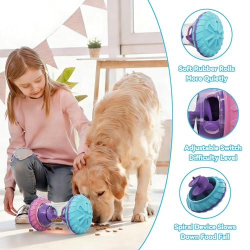 MateeyLife Interactive Dog Roller Puzzle Toy, Durable Dumbbell Dog Toys to Keep Them Busy | Adjustable Treat Dispensing Do...
