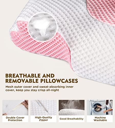 Osteo Cervical Pillow for Neck Pain Relief, Hollow Design Odorless Memory Foam Pillows with Cooling Case, Adjustable Ortho...