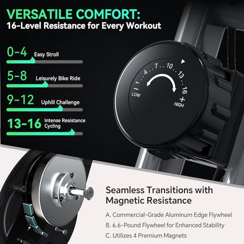 USLIM Foldable Exercise Bike Stationary Bikes for Home, 5 IN 1 Indoor Workout Bike, Cycling Bike with 16-Level Quiet Magne...