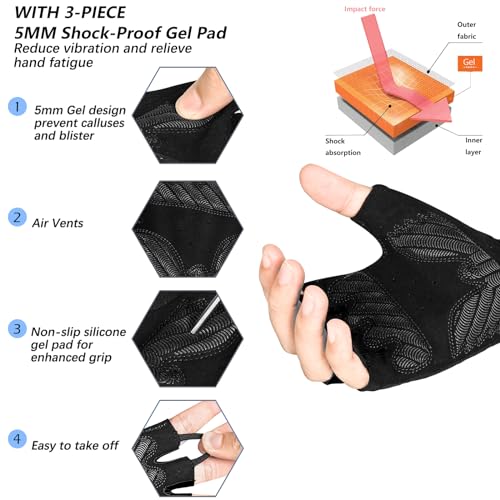 MOREOK Cycling Gloves Bike Gloves for Men/Women-[5MM Gel Pad] Half Finger Bicycle Biking Gloves for Cycling/Weight Liftin...