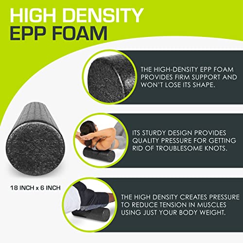 ProsourceFit High Density Foam Rollers Long, Firm Full Body Athletic Massage Tool for Back Stretching, Yoga, Pilates, Post...
