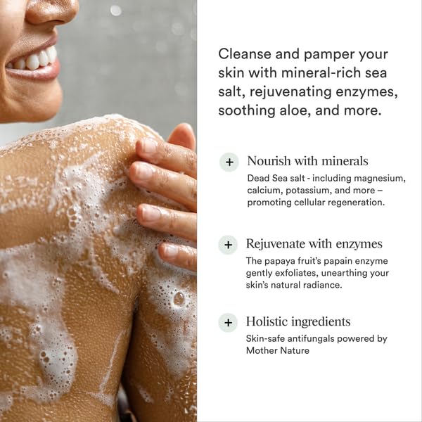 Dermazen Natural Mineral & Enzyme Body Wash for Men & Women | Malassezia Safe | Gentle, Hydrating & Nourishing Cleanser w/Papaya
