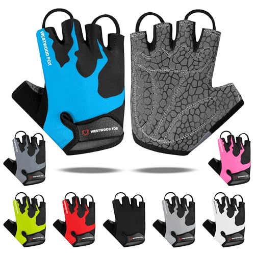 WESTWOOD FOX Cycling Gloves Half Finger Unisex Padded Grips Palm Bicycle Summer MTB Bike Gloves for Men Women Non-Slip Fin...