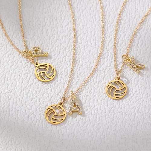 Drogomen Volleyball Necklace for Women Teens Dainty A-Z Custom Name Sports Pendant Necklace Personalized Volleyball Gifts ...