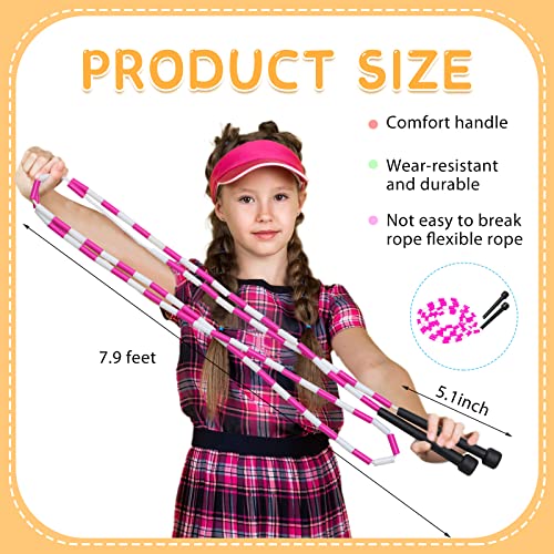 Zubebe Beaded Jump Rope for Kids, 7.9 Feet Adjustable Length, Segmented Double Dutch Jump Rope for Women Men Keeping Fit, ...