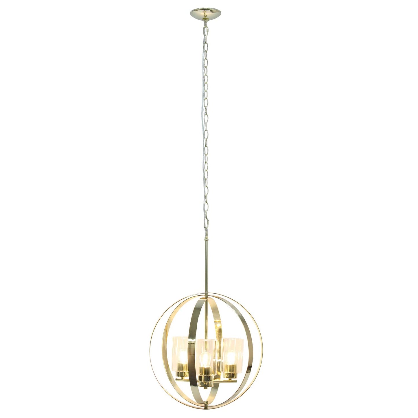 LALIA HOME 3-Light Adjustable Industrial Pendant, 18in Gold Metal & Glass, Model 1270-LHP-3010-GL