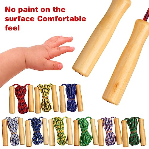 Lenwen Jump Rope Bulk 7.25 ft Cotton Skipping Rope Adjustable with Wooden Handle for Training Outdoor Exercise Christian C...