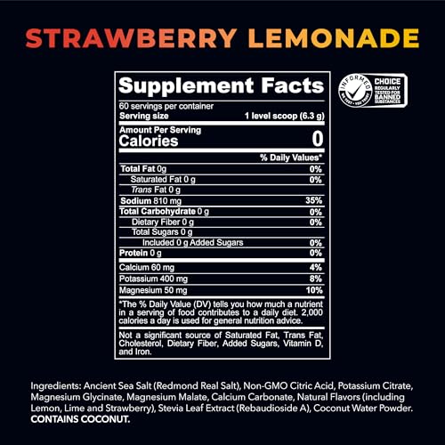 REDMOND Re-Lyte Hydration Electrolyte Drink Powder Mix (Strawberry Lemonade) 30 Stick Packs