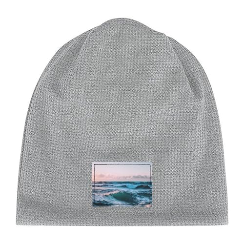 Ocean Waves Print Lightweight Waffle Pullover Hat Men Women Winter Headwear Outdoor Camping Travel