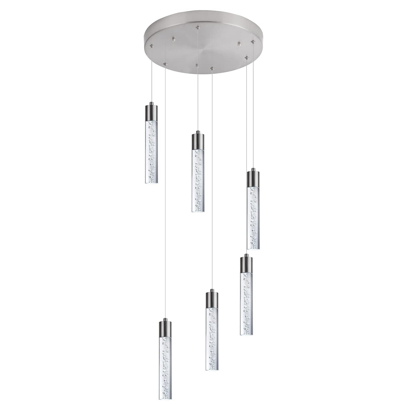 Votag Modern Chandeliers For High Ceilings  Brushed Nickel Foyer Pendant Lighting With Preminum Bubbles  Pendant Lights Kitchen 6-Lights Dimmmable For Foyer Dining Room  Kitchen Island Bars