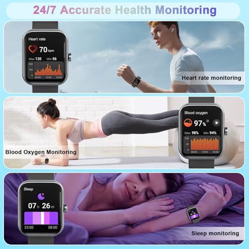 Smart Watch(Answer/Make Call), 1.96" Smartwatch for Men Women, 2025 New Fitness Watch with 110+ Sport Modes, Pedometer, He...