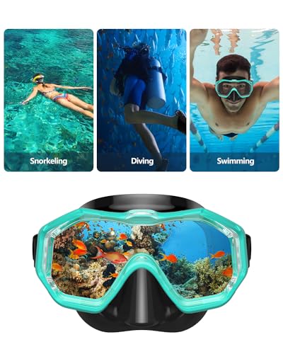 WSTOO Adults Swim Goggles with Nose Cover,HD 3-Window Wide Vision Lens Snorkel Diving Swimming Mask Anti-Fog&Leak