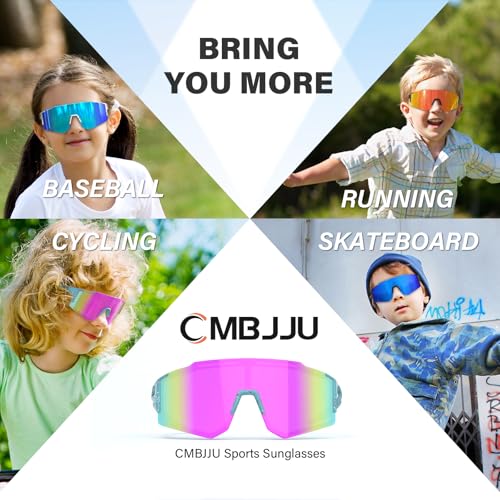 CMBJJU Kids Sunglasses,Youth Baseball Glasses for Boys Girls Age 6-14,Sports UV Protection Goggles