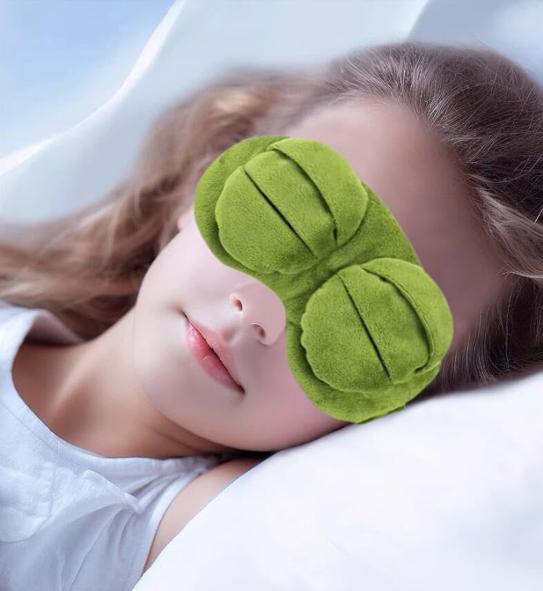 2Pcs Sleep Eye Mask for Women Kids, Shinywear Eye Mask for Sleeping, Cute Sad Frog Blindfold Plush Funny Eye Shade Cover for Travel Yoga Nap Block Out Light - Soft Cotton Inside for Sensive Skin