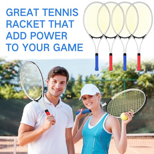 Motionchic 4 Pcs Tennis Rackets for Adult Recreational 4 Players 27" Tennis Racquet Lightweight Tennis Racket with 3 Tenni...