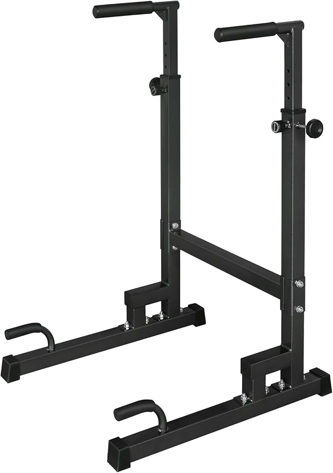 Portable Pull Up Dip Bar, Sturdy Dip Station with Adjustable Height, Multi-Function Parallel Bars for Home Gym Strength Tr...