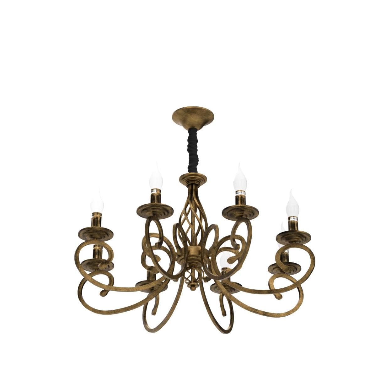 Ganeed Rustic 8-Light Candle Chandelier, Vintage Metal Pendant Light Fixture In Bronze For Farmhouse, Kitchen, Dining Room, Bedroom