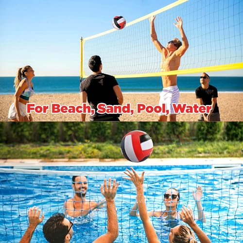 ELKCIP Volleyballs Official Size 5, Waterproof Soft Bulk Recreational Volley Balls with Pump and Net Bag for Indoor Outdoo...