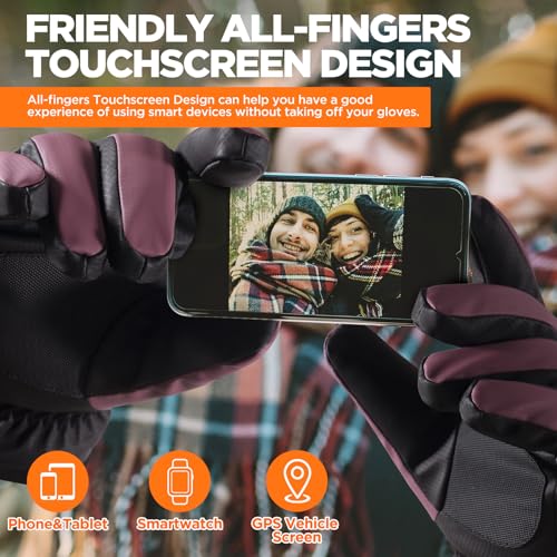 rivmount Winter Waterproof Ski Snow Warm Gloves for Women Men, Windproof Cold Weather Thermal with Touchscreen Fingers, fo...
