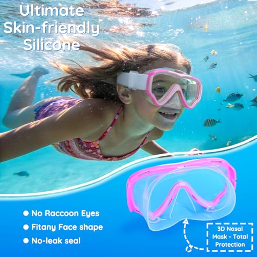 MOMUSE Kids Swim Goggles with Soft Fabric Strap, Diving Mask with 3D No-Leak Nose Cover, Anti-Fog & Shatterproof Lens, Swi...