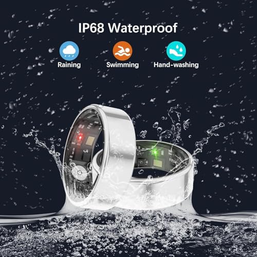 Smart Rings for Women Men, Fitness Ring with Heart Rate, BloodOxygen, HRV, Pressure, Sleep Tracker, Step Tracker, No Subsc...