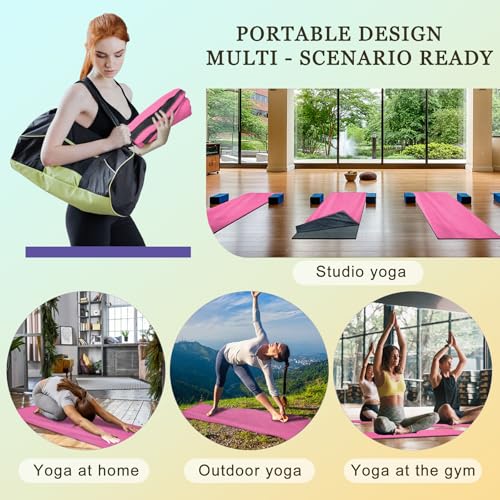CORTHENA Yoga Mat Towel with Hand Towel, Extra Thick (600GSM) Soft Hot Yoga Towel, Non-Slip and Sweat Absorbent for Hot Yo...