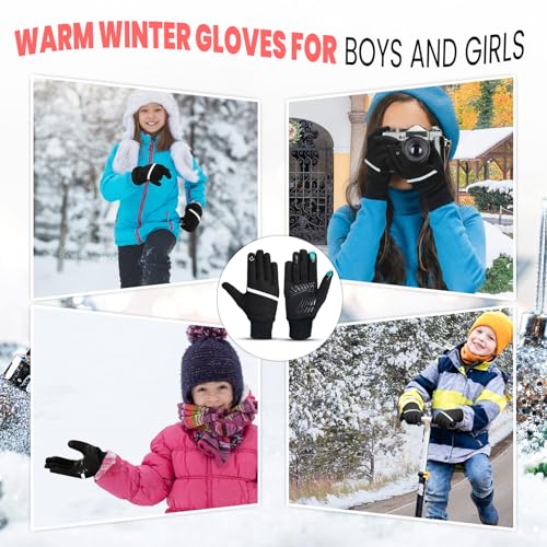WESTWOOD FOX Kids Winter Thermal Gloves Touch Screen Anti-Slip Children Thickend Warm Windproof Cycling Gloves for Boys & ...