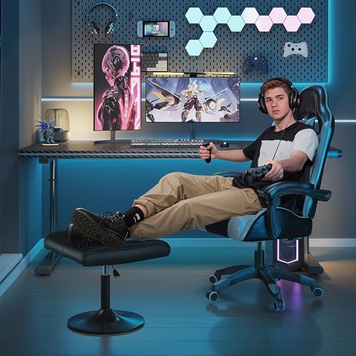 VECELO Foot Rest Under Desk Ottoman, PU Height Adjustable Footrest with Comfort Padding, Leg Rest for Desk for Relieving L...