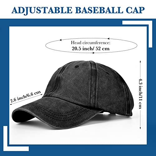 Jecery 12 Pcs Baseball Caps for Women Men Washed Baseball Hat Adjustable Cotton Sports Caps for Adults Outdoor Activities