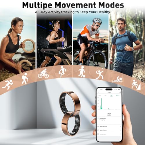 SARUNN ER Smart Ring with Sleep Monitoring, Step Counting, Heart Rate, Blood Oxygen for iPhone and Android, No Subscriptio...