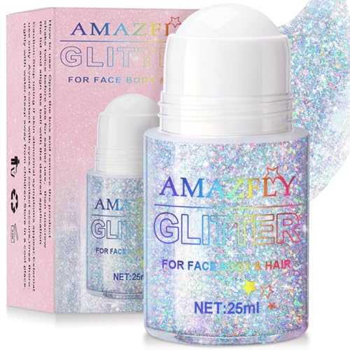 Roll-on Holographic Body Glitter Gel for Face and Hair, Chameleon Color Changing Glitter Gel Under Light, Chunky Mermaid S...