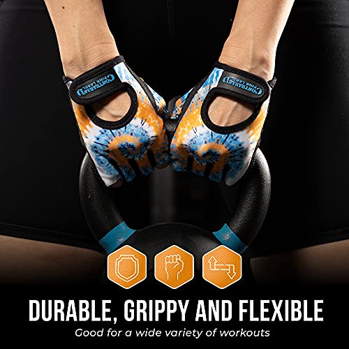Contraband Pink Label 5347 Womens Designer Workout Gloves | Tie Dye Print w/Grip-Lock™ Silicone Palm