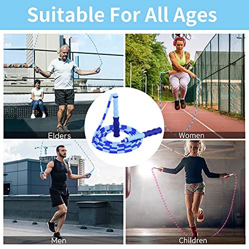 Leeboom Jump Rope, Adjustable Length Tangle-Free Segmented Soft Beaded Skipping Rope, Fitness Jump Rope for Kids, Man, and...