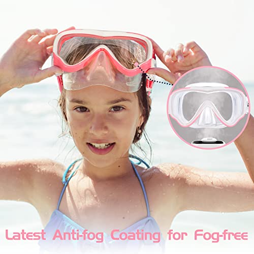 Seago Kids Swim Goggles Snorkel Diving Mask for Youth(5-15), Anti-Fog 180° Clear View