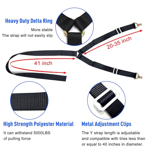 AddSafety Y Strap for Spare Tire,3 Ratchet Straps Tie Down, Heavy Duty Spare Tire Strap for UTV,Roof Rack Spare Tire Moun...