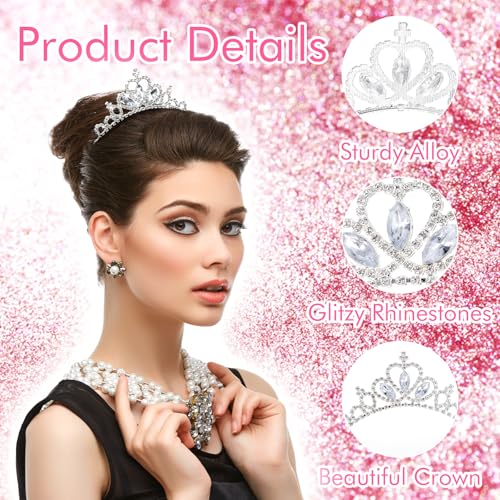 AUZUO Princess Crown Tiara, Crystal Tiaras for Women Pageant Crown Rhinestone Headband Silver Crystal Tiara Hair Accessori...