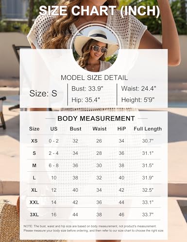 BMJL Women's Bathing Suit Cover Ups Swimwear Swimsuit Cover Up Crochet Coverups Cap Sleeve Beach Dress