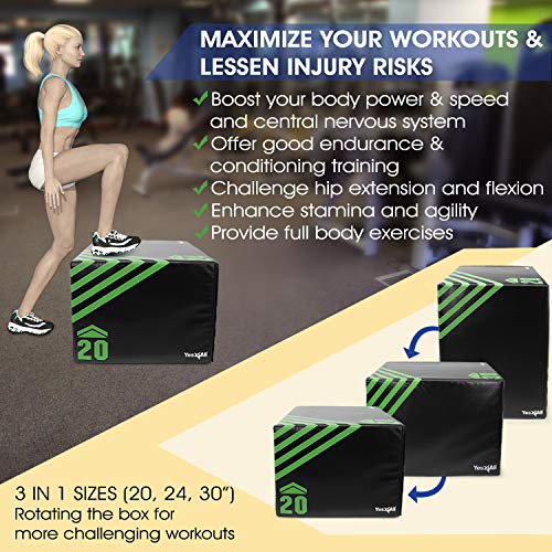 Yes4All 3 in 1 Foam Plyometric Jump Box for Training & Conditioning - Plyo Jump Box for Fitness Workout Exercise