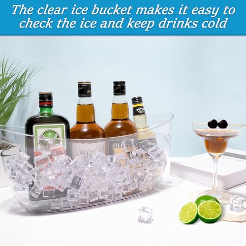 2Pcs Clear Ice Buckets for Parties, 5.5L Acrylic Champagne Bucket with Scoop, Mimosa Bar Supplies, Plastic Tub for Drinks,...