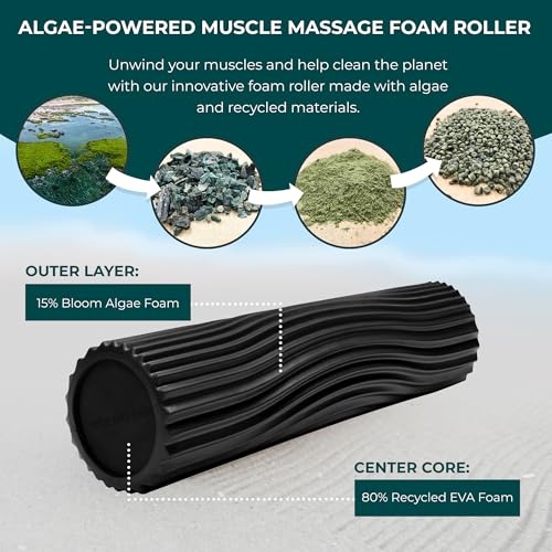 Oceanfoam Soft Tidal Roller (Black) - Low Density Foam Roller for Physical Therapy, Back Pain, Excercise & Stretching - Wa...