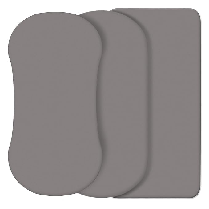 CaSaJa Grey 3 Pack Bassinet Sheet Set, Silky Soft Handfeel with Comfy Napping Surface for Baby Boy and Girl, Flexible Fits Various Kinds of Cradle and Bessinet Mattress Up to 15" x 30" and Breathable