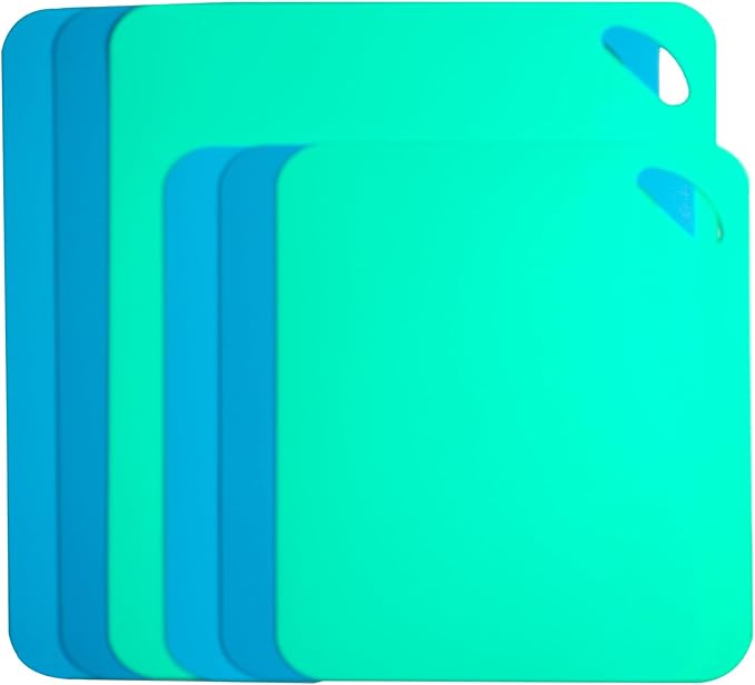 Plastic Flexible Cutting Mats for Kitchen, 6pcs Color Coded Chopping Board Set, Cutting Board Sheet for Kitchen Cooking, Dishwasher Safe,Multi-Size Cutting Board mats(11.5x9"&14.6x11.6")