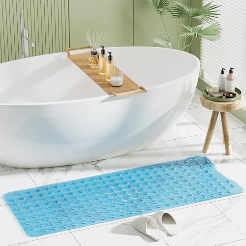 AmazerBath Shower Mat Non Slip 40 x 16 Inches, Bathtub Mat Shower Stall Mats with Suction Cups and Drain Holes, Non Slip B...