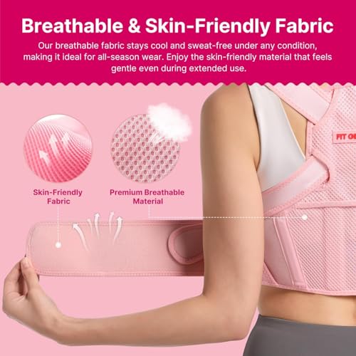 Fit Geno Posture Corrector for Women: Adjustable Lightweight Upper Back Brace for Neck Shoulder & Upper Back Pain Relief -...