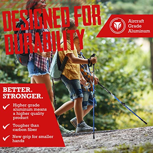 TrailBuddy Collapsible Hiking Poles for Kids - Pack of 2 Trekking Poles for Hiking, Camping & Backpacking - Lightweight, A...