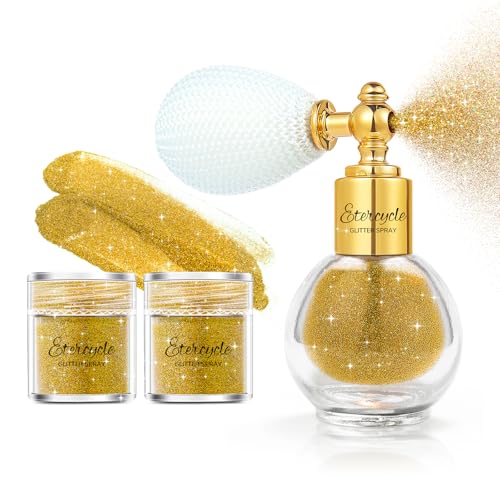 Etercycle Hair Glitter Spray, Gold Body Glitter Spray Fine Face Shimmer Powder, Cosmetic Shimmer Makeup Glitter Highlighte...