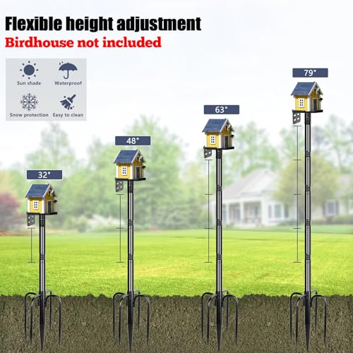 Gtongoko Smart Bird Feeder Pole 1-Inch Dia 79 Inch Bluebird House Pole for Outdoors Weather Station Heavy Duty Metal Mount...
